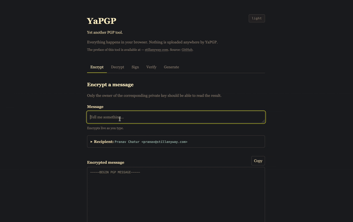 Example of a how to encrypt